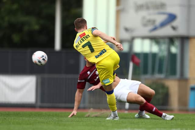 Jake McCarthy scores against Chelmsford last weeked. Picture by Dave Haines