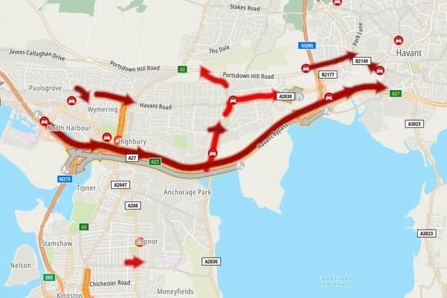 There are major delays on the A27 this morning. Picture: Romanse/Twitter