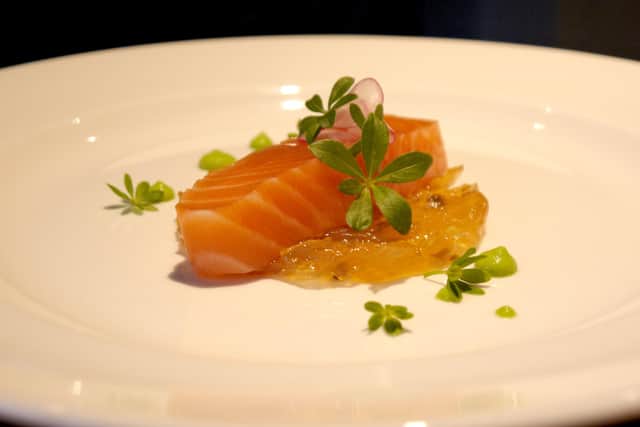 Home Cured Chalkstream Trout, Caramelised Fennel. Picture: Fat Olives