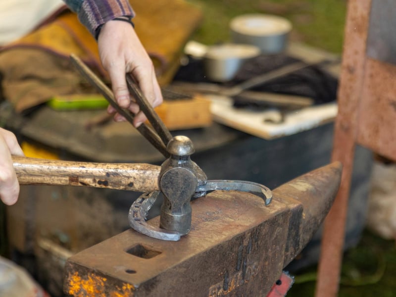Pictured - Blacksmiths showing off their skills.