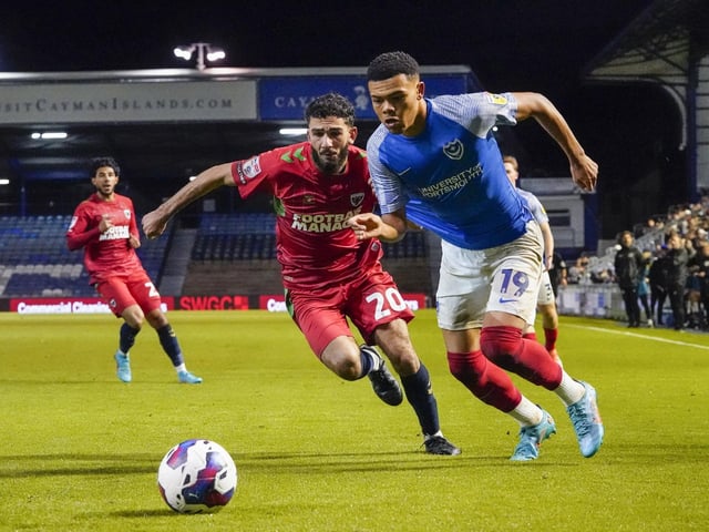 Dane Scarlett races forward for Pompey