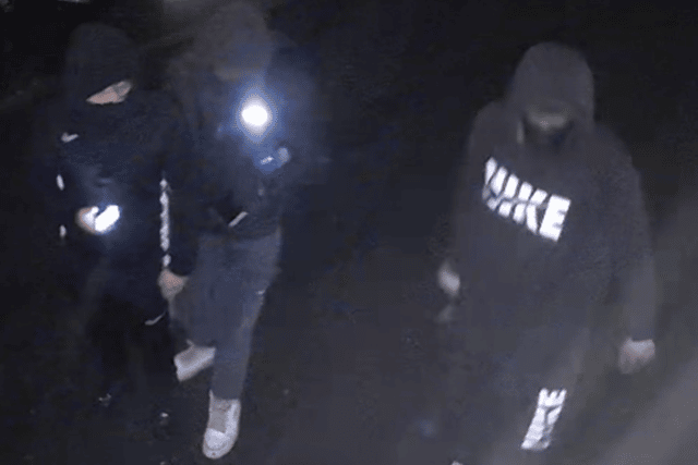 Police wish to speak to these males following an arson attack at Belmont Kitchen in Belmont Grove, Bedhampton, on July 23.