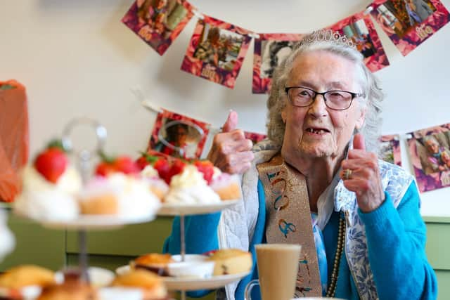 Mrs Ivy Hall turns 100, pictured at Little Bay Eatery, Queens Parade, Waterlooville
Picture: Chris  Moorhouse (200324-27)