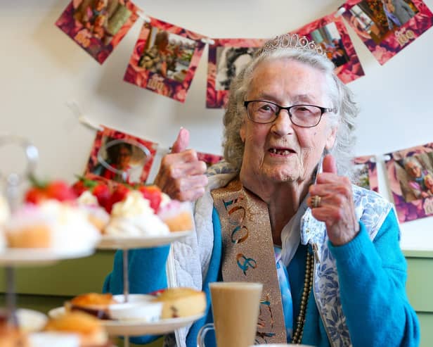Mrs Ivy Hall turns 100, pictured at Little Bay Eatery, Queens Parade, Waterlooville
Picture: Chris  Moorhouse (200324-27)
