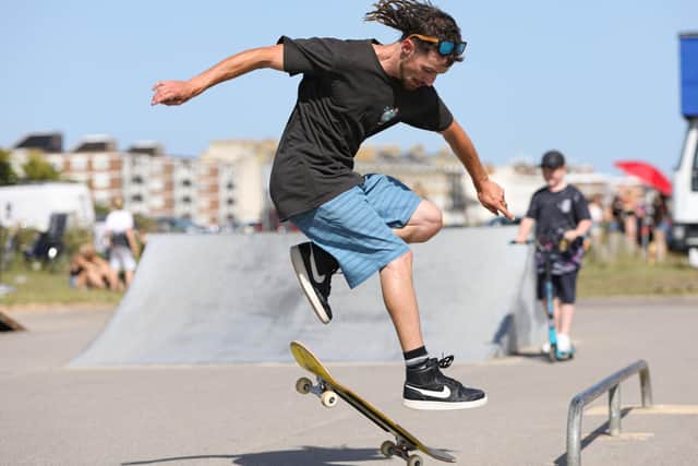 Mikey Timmons. Hayling Island skatejam Picture: Chris Moorhouse (jpns 170721-42)