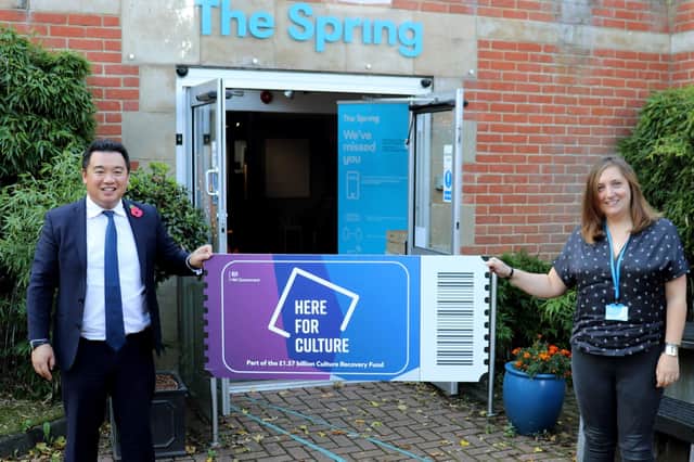 Alan with Sophie Fullerlove from The Spring Arts and Heritage Centre.