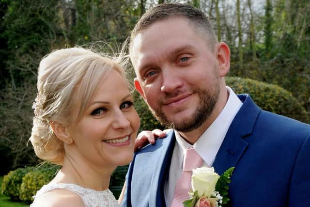 The happy couple on their wedding day. Picture: Mark Robbins Photography