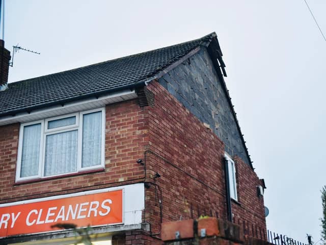 Storm Ciaran has lead to an external wall of a first floor flat collapsing in White Hart Lane, Portchester. Picture: Sarah Standing.