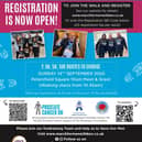 Campaign poster detailing the March for Men with Kev taking place on Sunday 14th September.