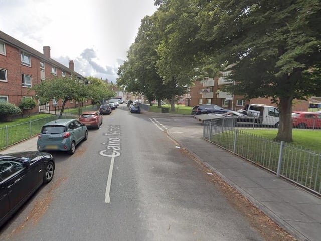 Buckland: Frequently mentioned in surveys as an area to avoid due to concerns about crime and anti-social behaviour. Pictured: A police raid was carried out at Cairo Terrace, Buckland.