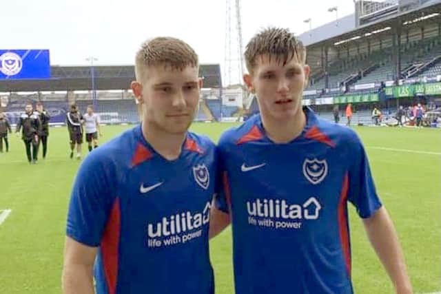 Brothers Stan (left) and Alfie (right) Bridgman appeared in the same Pompey Academy side for their 5-1 FA Youth Cup win over Hereford in October 2019