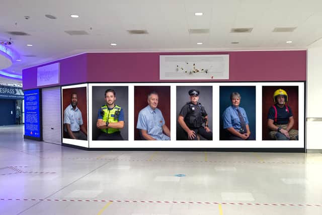 A mock-up of how photographer Femi Olaiya's exhibition of Portsmouth Heroes could look