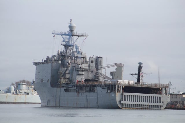 USS Gunston Hall arriving into Portsmouth on February 10. Picture: Jake Corben - JC Maritime Photos.