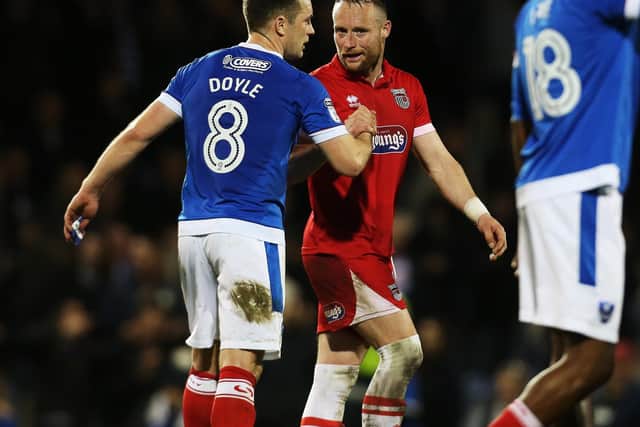 Michael Doyle faced Ben Davies when Grimsby visited Fratton Park in March 2017, resulting in a 4-0 Blues victory. Picture: Joe Pepler