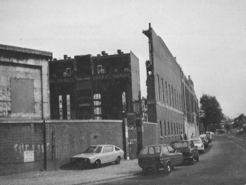 Portsmouth power station wall. A look along Gunwharf Road with the power station being demolished and the north wall standing alone. Picture: Barry Cox collection