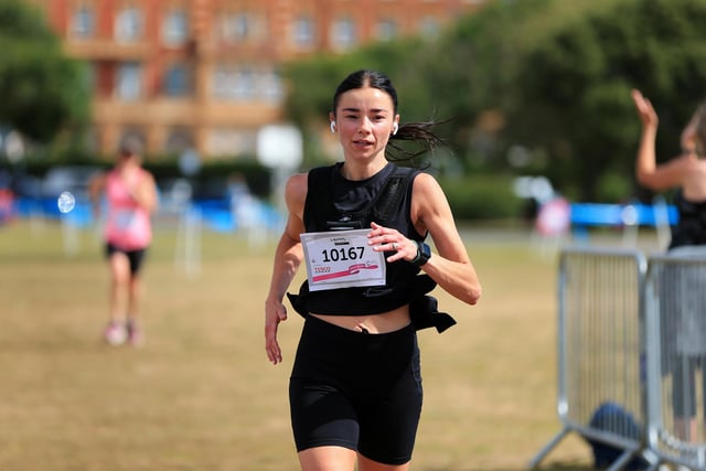 Lauren Savage was the first woman to finish the 10K run. Picture: Chris Moorhouse (jpns 030722-31)