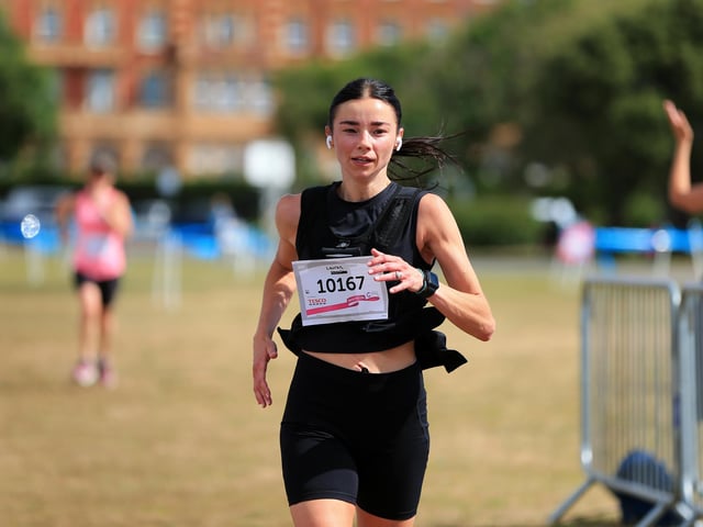 Lauren Savage was the first woman to finish the 10K run. Picture: Chris Moorhouse (jpns 030722-31)