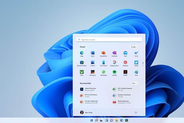 The new Windows 11 start screen. Picture: Microsoft/PA Wire