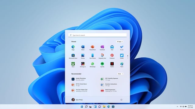 The new Windows 11 start screen. Picture: Microsoft/PA Wire