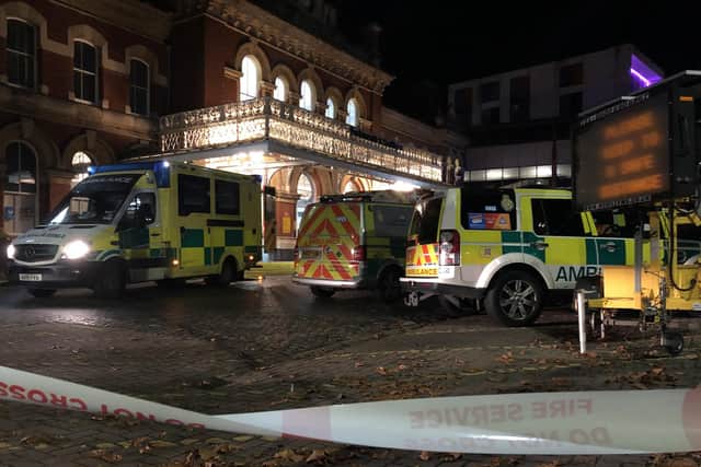 Dozens of emergency service workers were involved in the rescue at Southsea railway station after a person was hit by a train. Photo: Tom Cotterill