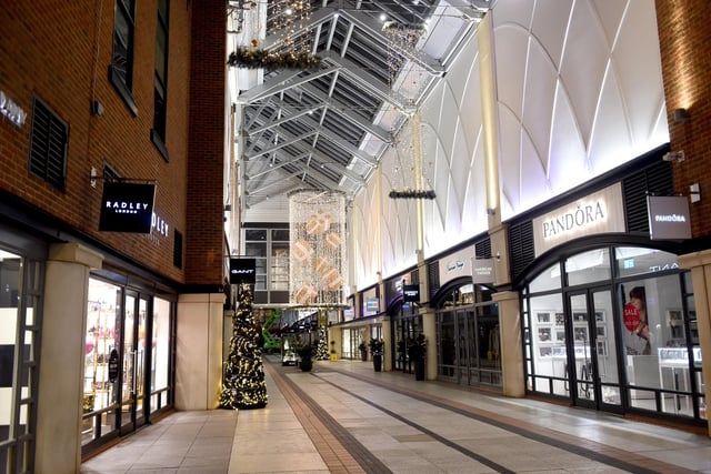 Christmas lights and decorations are being put up at Gunwharf Quays. Picture: Sarah Standing (041122-5230)
