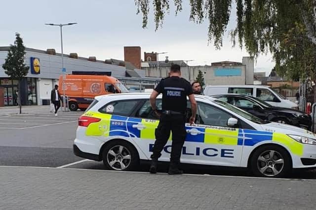 Police in Aldi off Gamble Road in Buckland on October 1 after a man was slashed in the neck the night before at 9.10pm. Picture: Habibur Rahman