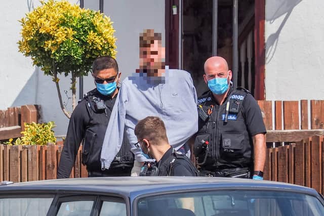 An arrest being made outside a house in Winchcombe Road.Picture: Habibur Rahman