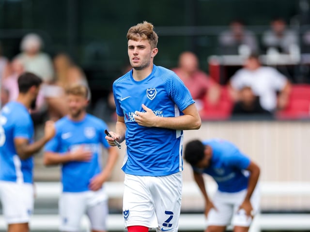 (Replaced by Harry Jewitt-White on 61 mins) Lovely right-footed volley, brimming with superb technique, from the edge of the area to give Pompey the lead. Always keen to get forward from right-back and picked up right where he left off after injury in February
Picture: Rogan/Fever Pitch