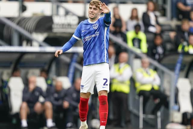 Pompey defender Zak Swanson was excellent at Derby. Pic: Jason Brown.