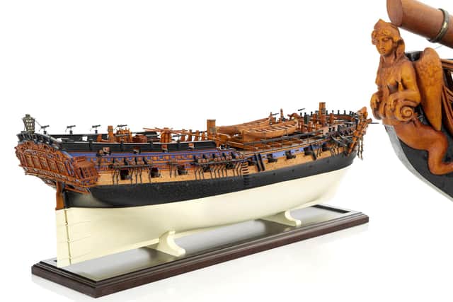 A 1:36 scale model of the sixth-rate frigate Sphinx, constructed in Portsmouth, is set to go under the hammer for thousands of pounds. Picture: Charles Miller Auctions.