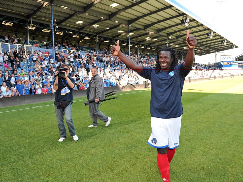 Premier League Fulham were the opposition for newly-relegated Pompey in a fixture which doubled up as Linvoy Primus’ testimonial. A crowd of 6,685 turned out to watch Mark Wilson settle matters with the only goal in a 1-0 victory over the Cottagers. Primus started the match before being replaced in the 12th minute by Kanu. In turn, Kanu was substituted 16 minutes from time by an Academy youngster called Marlon Pack.