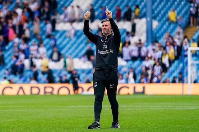 Nicky Cowley goes over to thank the travelling faithful.