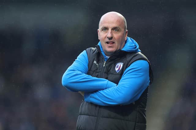 Former Pompey boss Paul Cook was sent off during Chesterfield's National League win at Scunthorpe on Monday   Picture: Pete Norton/Getty Images