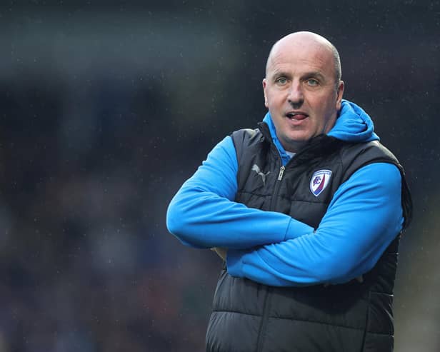 Former Pompey boss Paul Cook was sent off during Chesterfield's National League win at Scunthorpe on Monday   Picture: Pete Norton/Getty Images