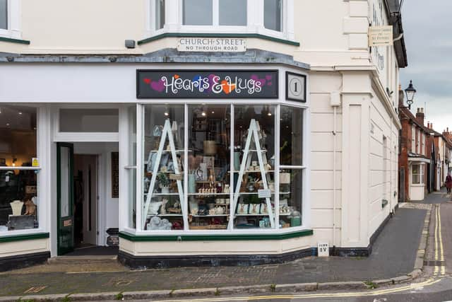 Hearts and Hugs in Church Street, Titchfield. Picture: Mike Cooter (151021)