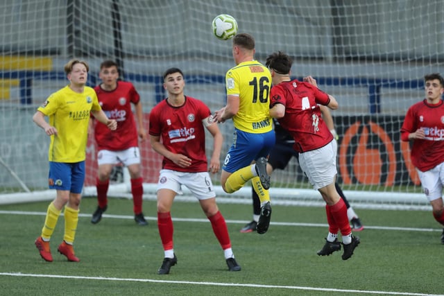 Hawks' Max Connolly wins the ball in the air. Picture by Dave Haines.
