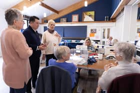 Havant MP Alan Mak visited Hayling Island Piecemakers quilting group for its annual Charity Day