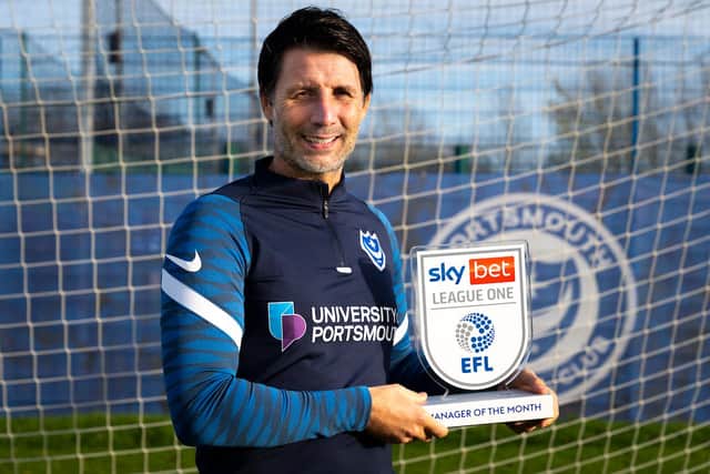 Danny Cowley was named Sky Bet League One Manager of the Month for November. Pompey remain unbeaten in the league for two-and-a-half months. Picture: Jason Brown/JMP