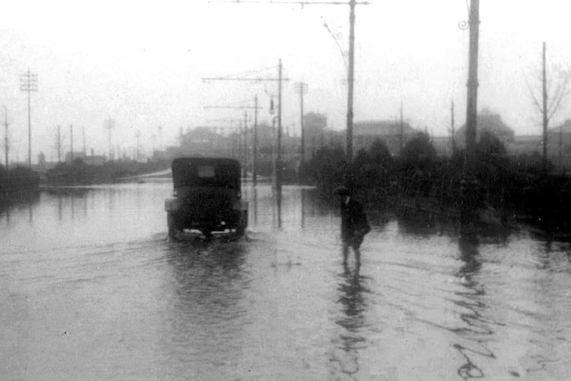Heavy flooding along Pier Road towards Clarence Pier. Undated