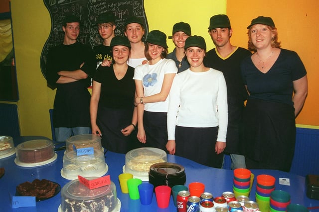 Crookes Opp School Road, Crookes, Sheffield, where the Revolution Cafe for young people opened it's doors for the first time. Seen are some of the young people who worked on the cafe to get it running in 1998