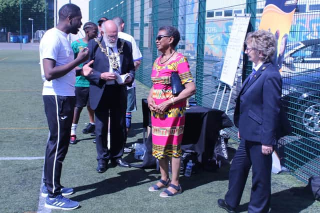 The Lord Mayor and Lady Mayoress of Portsmouth at the URBOND football tournament
