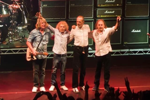 Status Quo's classic Frantic Four line-up reunited for a tour in 2013. From left Rick Parfitt, Alan Lancaster, Francis Rossi and John Coghlan