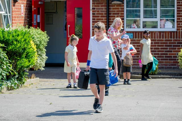 Some pupils of Wymering's Medina Primary School on their return to school on June 1.
Picture: Habibur Rahman