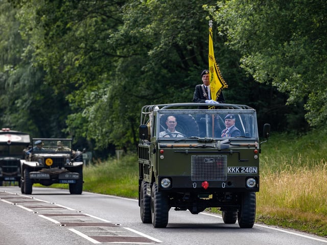The convoy of military vehicles heading towards Wickham. Picture: Mike Cooter (240623)
