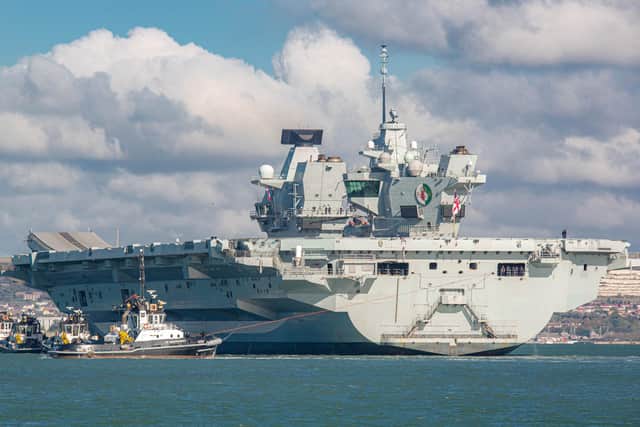 HMS Queen Elizabeth returning home on October 15. Picture: Dave Taylor
