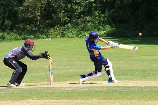 Portsmouth & Southsea keeper Alex Davidson has a close up view of Ventnor hitting out. Picture: Dave Reynolds