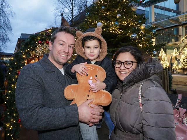 James and Sabrina with their son, Aiden, 2. Whiteley Christmas Event, Whiteley Shopping CentrePicture: Chris  Moorhouse (071224-38)