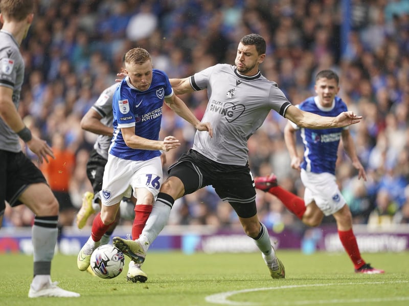 Joe Morrell is fouled by Bristol Rovers defender James Wilson during their League One clash. Picture: Jason Brown/ProSportsImages