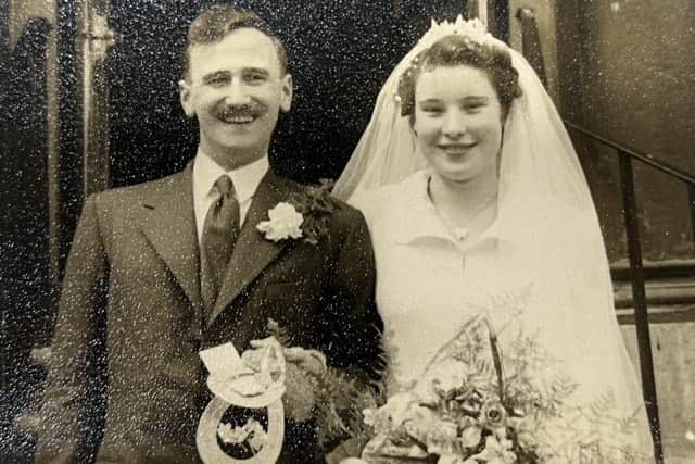 Les and Eileen White on their wedding day in 1952.