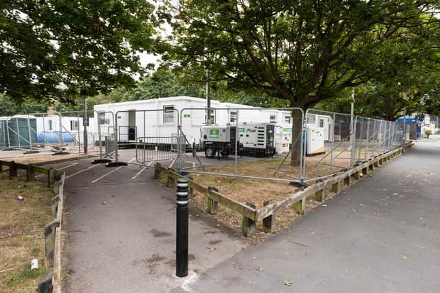The coronavirus testing station in the car park behind the Eldon Building at the University of Portsmouth
Picture: Duncan Shepherd